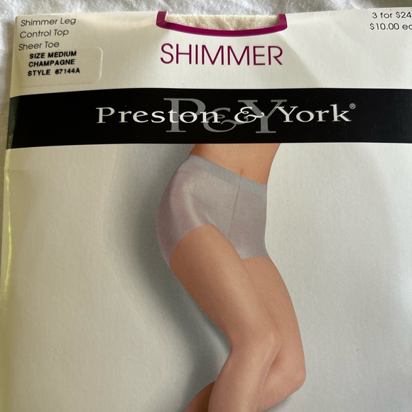 Preston & York Dillards SHIMMER Medium Control Top Pantyhose #67144 Champagne - Picture 2 of 7